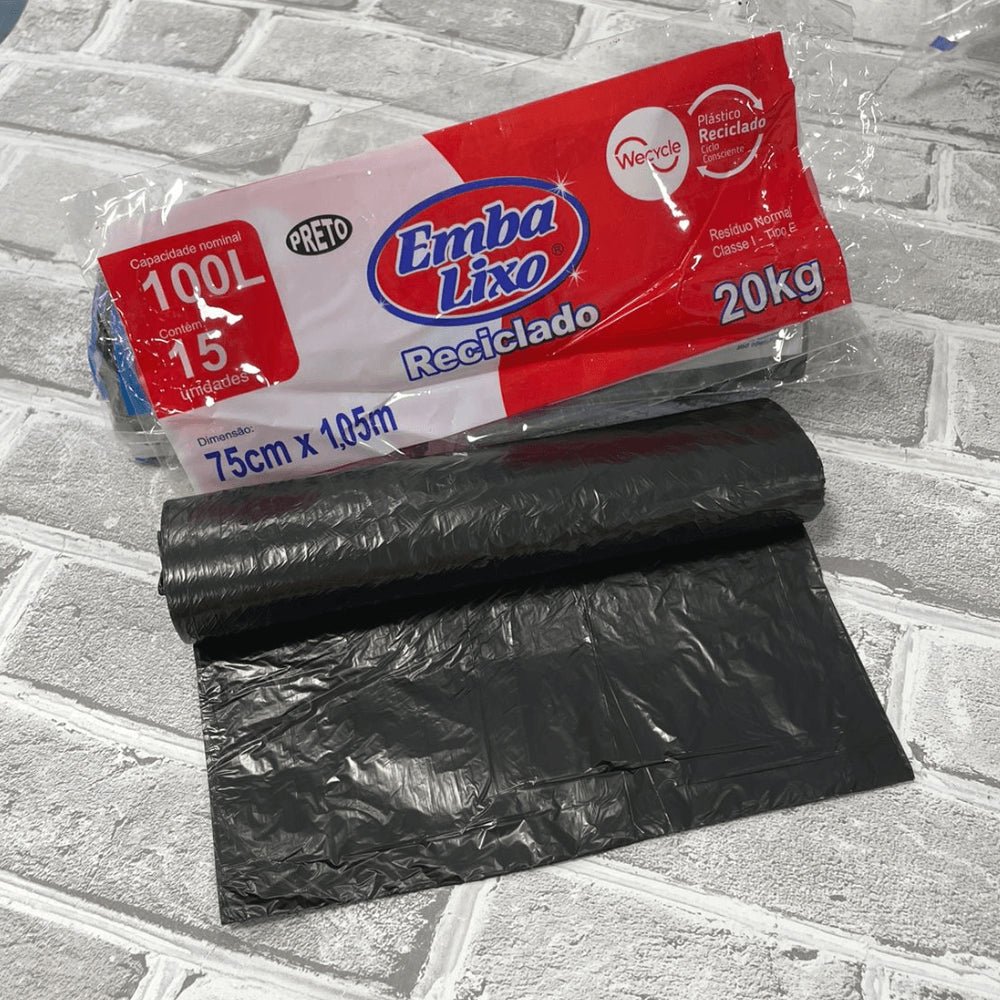 Saco de Lixo 100 litros Preto Embalixo com 15 unidades - e - dona