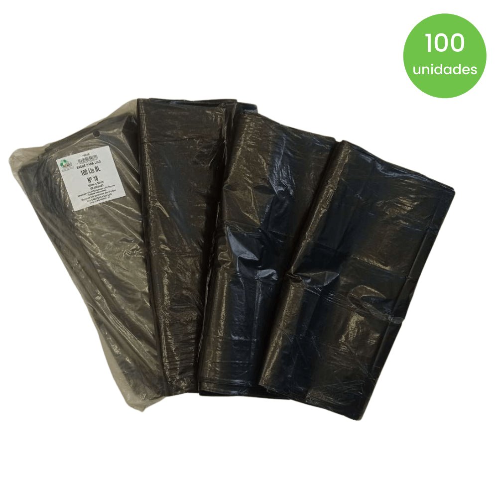Saco de lixo 100 litros Preto Ordem 18 Boca Larga Tono Vale com 100 unidades - e - dona