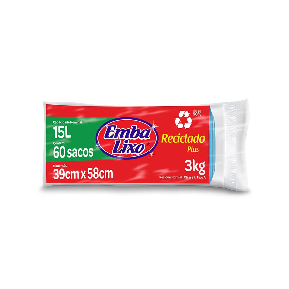 Saco de Lixo 15 litros Azul Embalixo com 60 unidades - e - dona