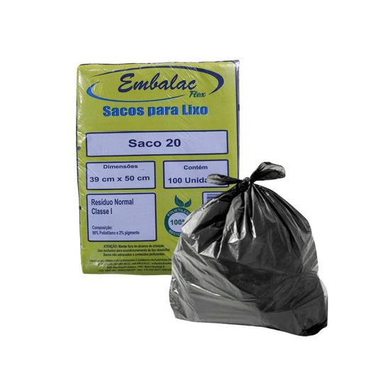 Saco de lixo 20 litros Preto Embalac com 100 unidades - e - dona