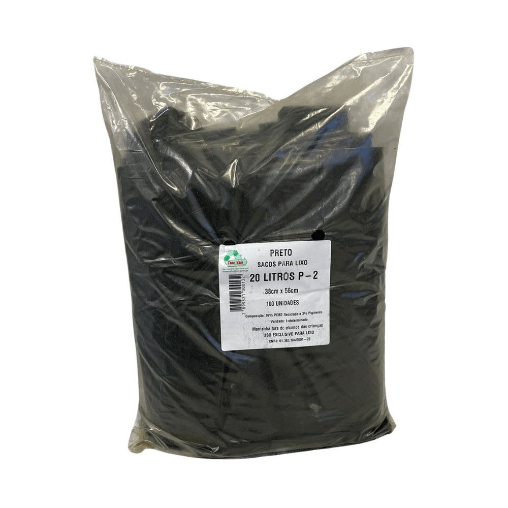 Saco de lixo 20 litros Preto P2 Tono Vale com 100 unidades - e - dona