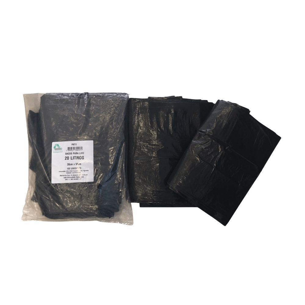 Saco de lixo 20 litros Preto Tono Vale com 100 unidades - e - dona