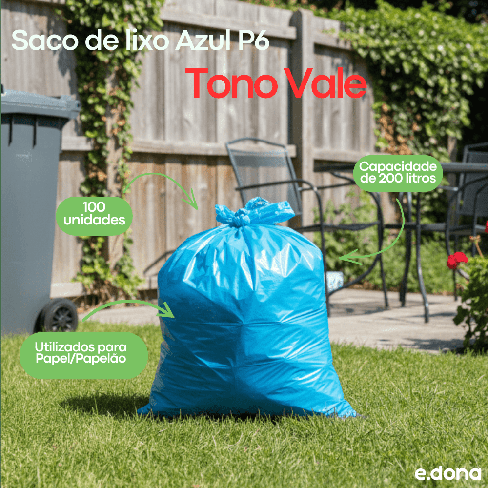 Saco de Lixo 200 Litros Azul P6 Tono Vale - e - dona