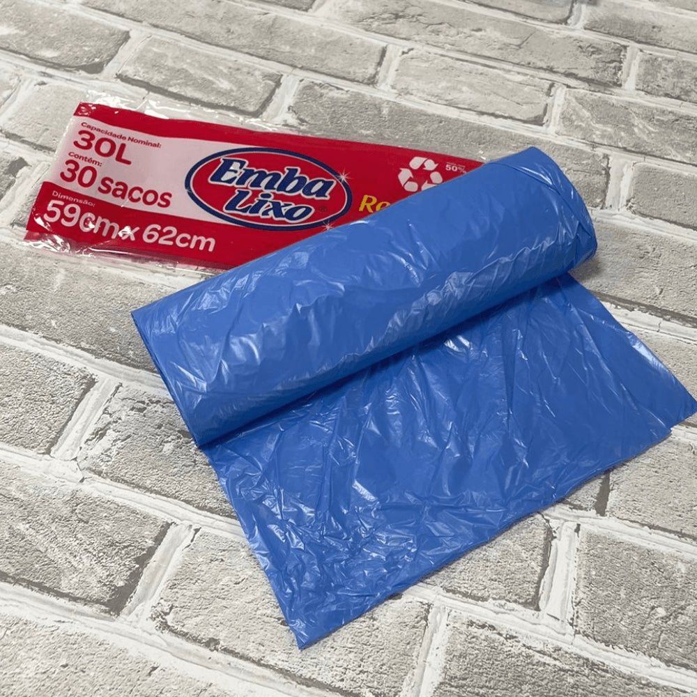 Saco de Lixo 30 Litros Azul Embalixo com 30 unidades - e - dona
