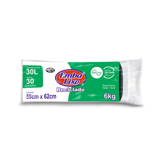 Saco de Lixo 30 litros preto Embalixo com 30 unidades - e - dona