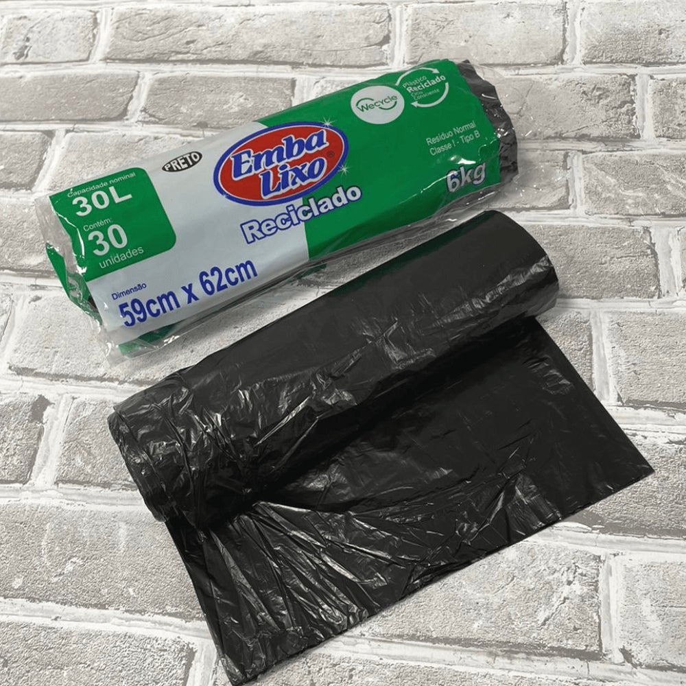 Saco de Lixo 30 litros preto Embalixo com 30 unidades - e - dona