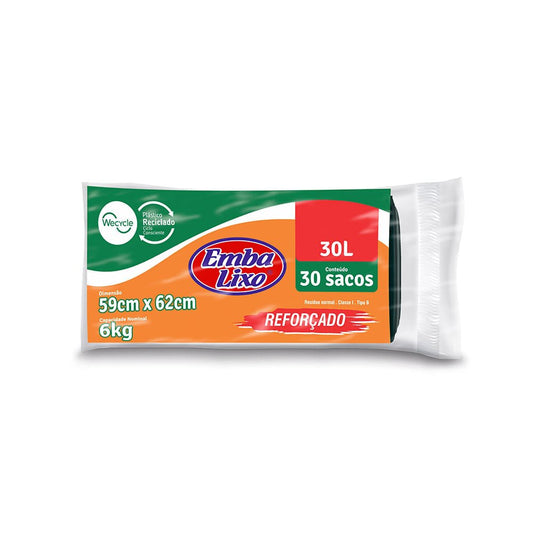 Saco de Lixo 30 litros Preto Reforçado Embalixo com 30 litros - e - dona