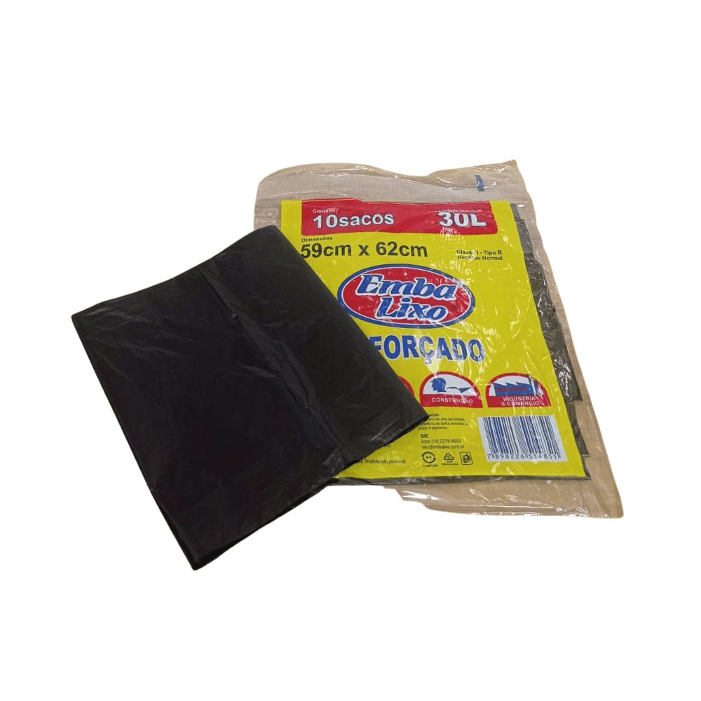 Saco de Lixo 30 lixo Preto reforçado Embalixo com 10 unidades - e - dona