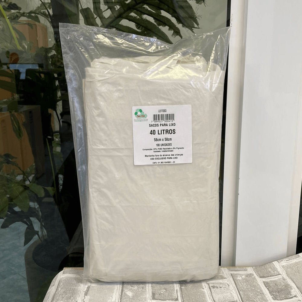 Saco de lixo 40 litros Leitoso Tono Vale com 100 unidades - e - dona