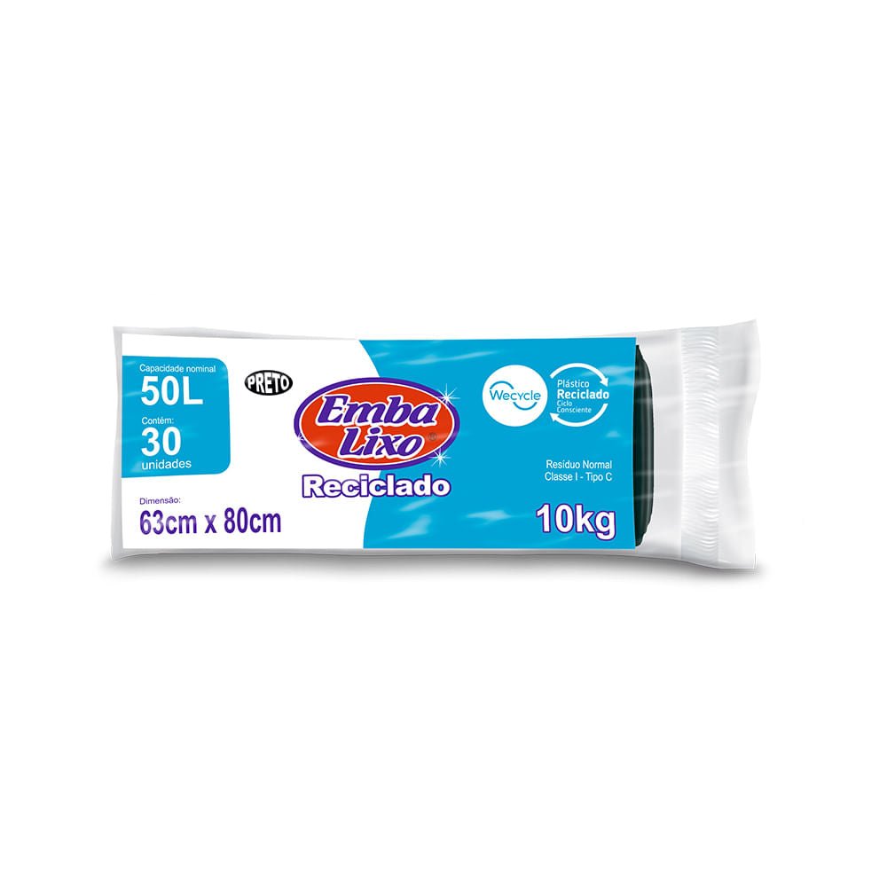 Saco de Lixo 50 litros Preto Embalixo com 30 unidades - e - dona