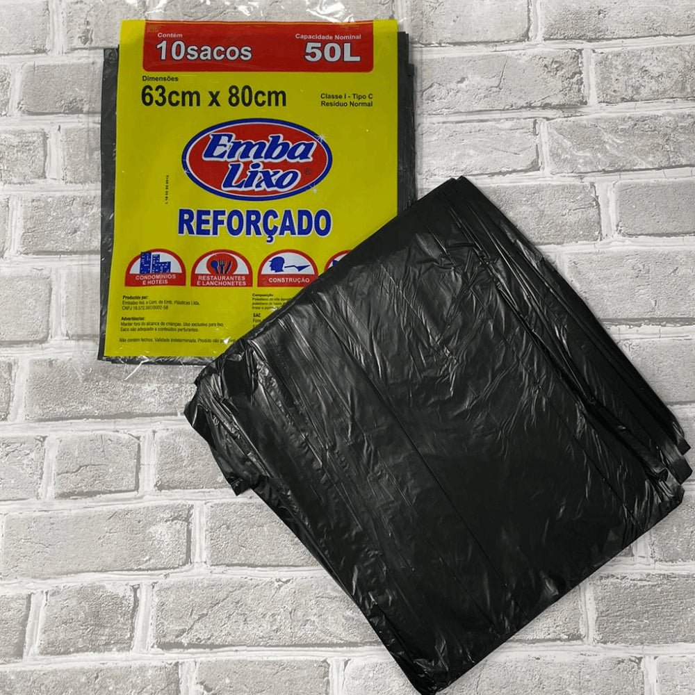 Saco de Lixo 50 litros Preto reforçado Embalixo com 10 unidades - e - dona