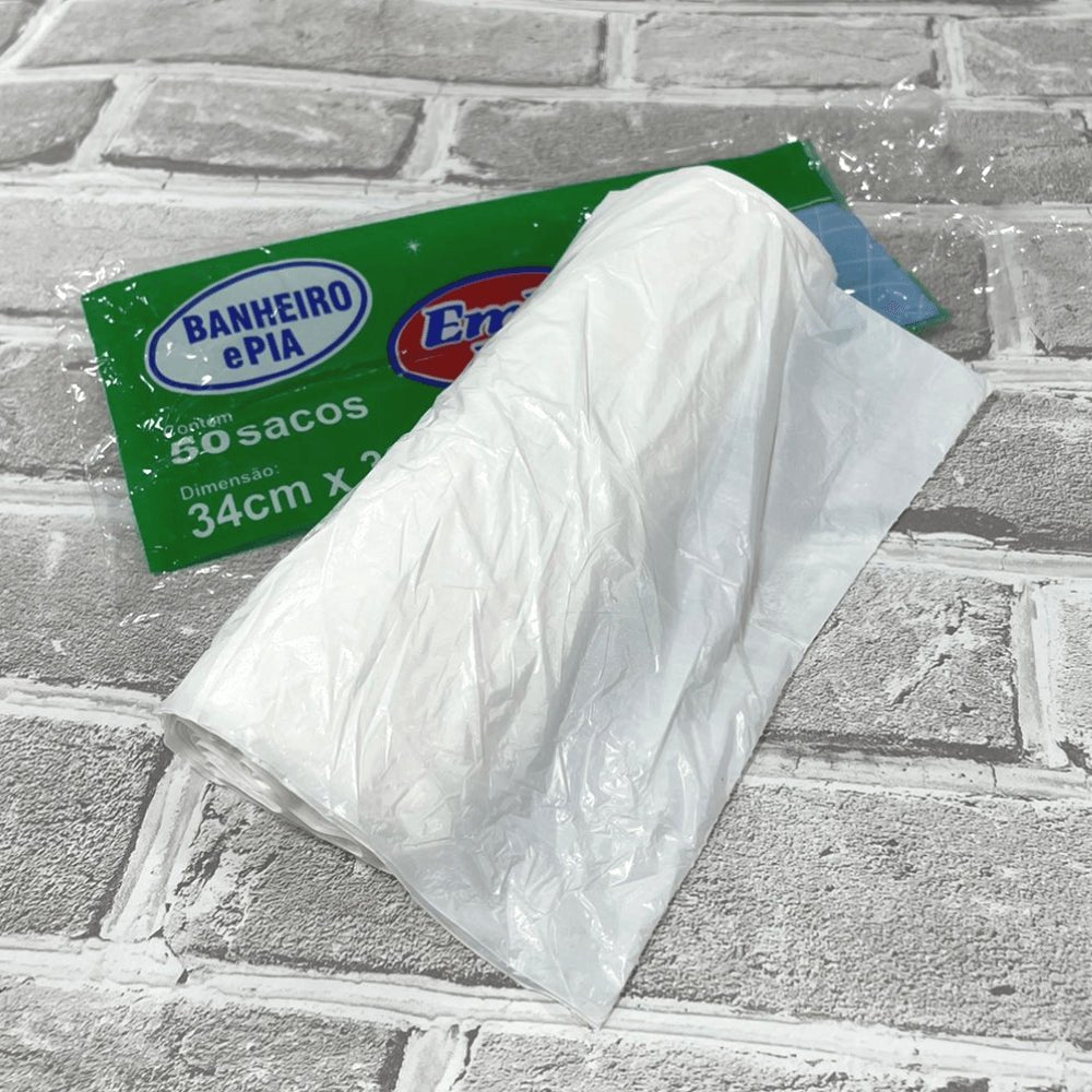 Saco de Lixo 8 litros Branco Embalixo com 50 unidades Ideal para Pia e Banheiro - e - dona