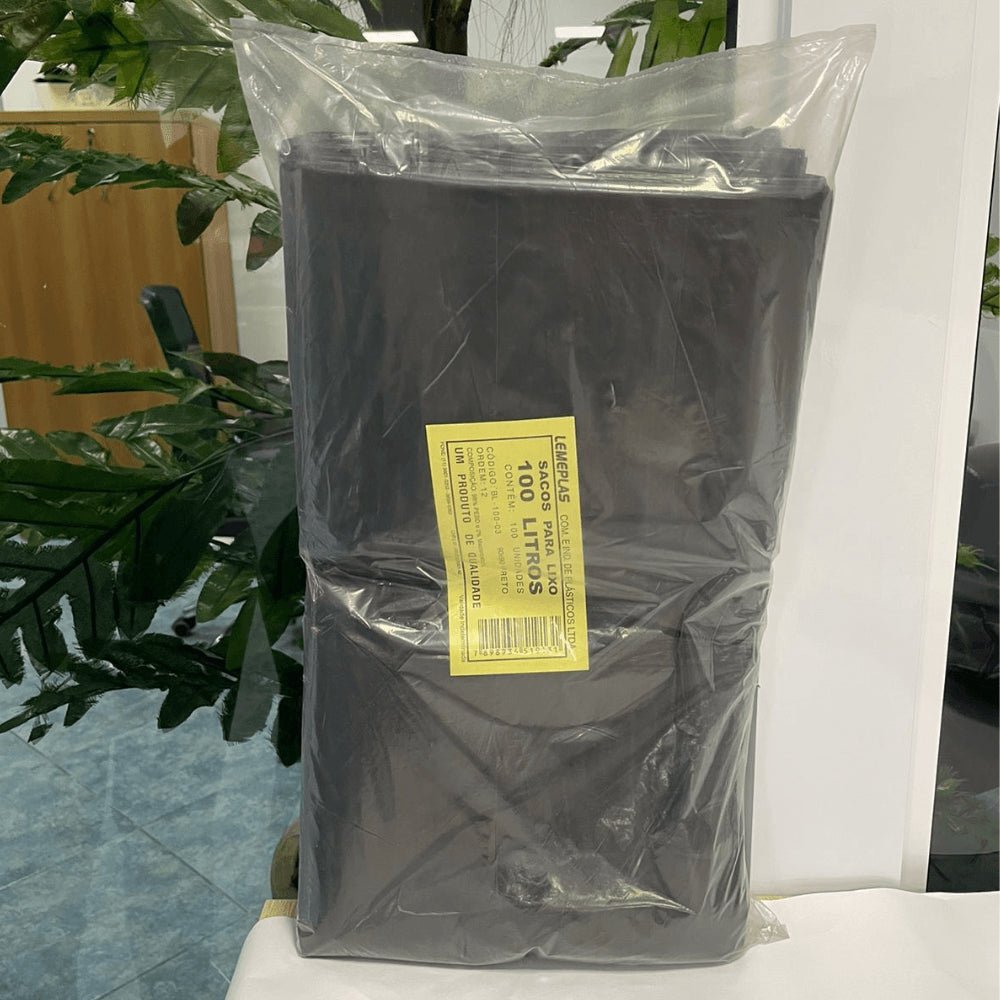 Saco de lixo Preto 100 litros Ordem 12 Boca larga Lemeplast com 100 unidades - e - dona