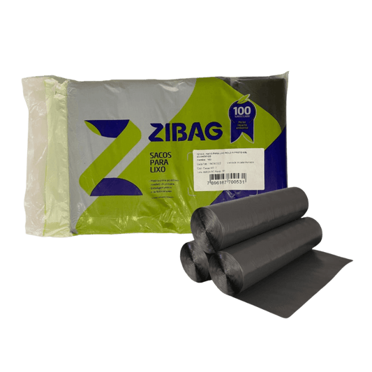 Saco de lixo preto 60 litros Rolo reciclado Econômico Zibag com 100 unidades - e - dona