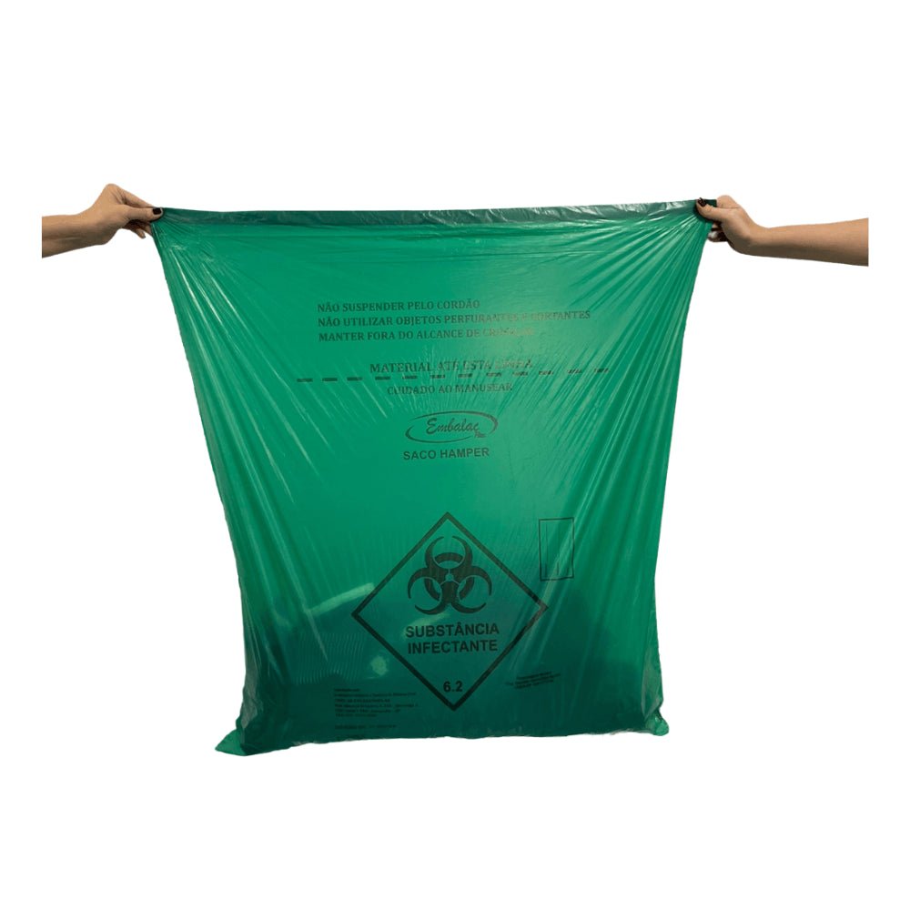 Saco Hamper Verde 200 litros com fitilho Embalac com 50 unidades - e - dona