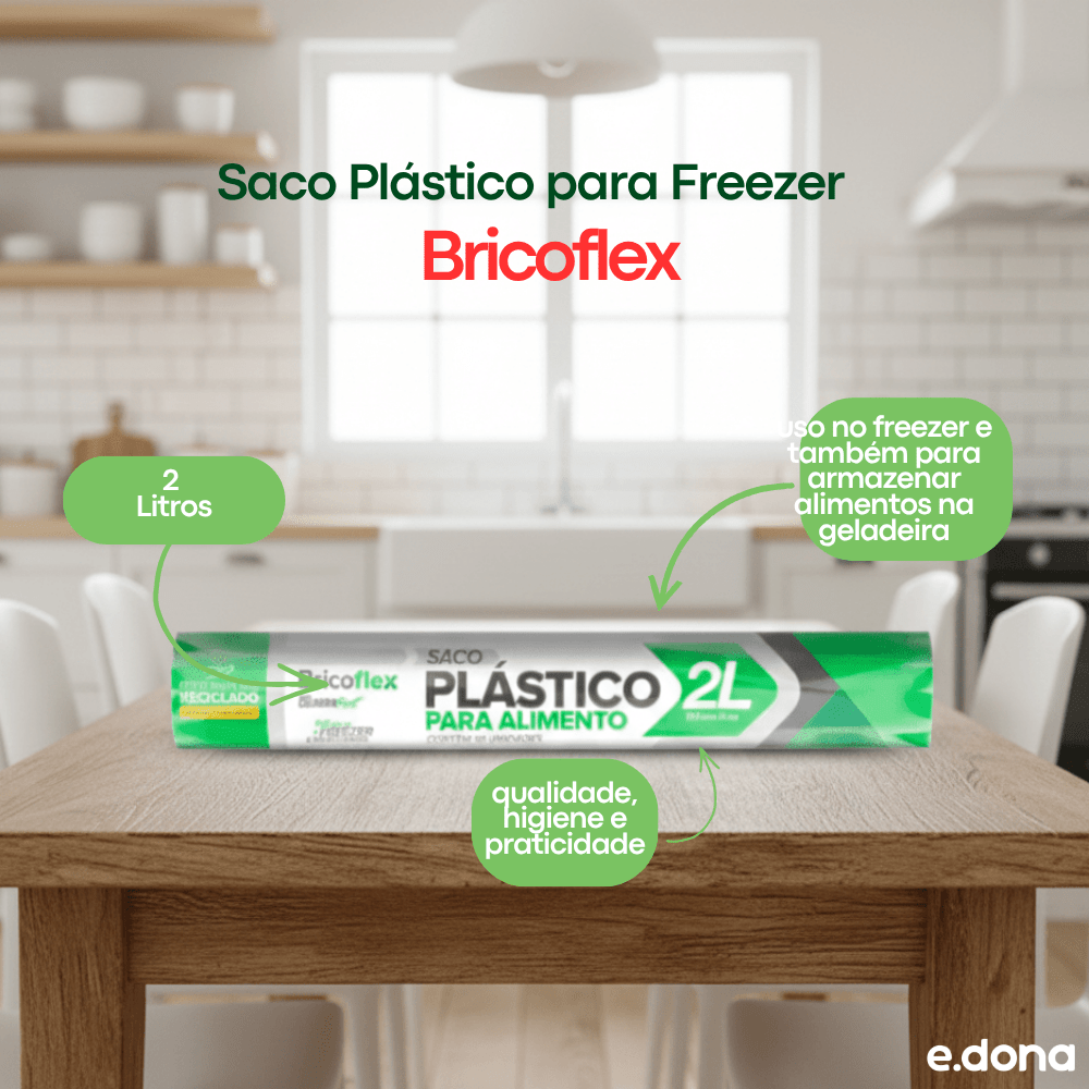 Saco Plástico para Freezer 2L Bricoflex - e - dona