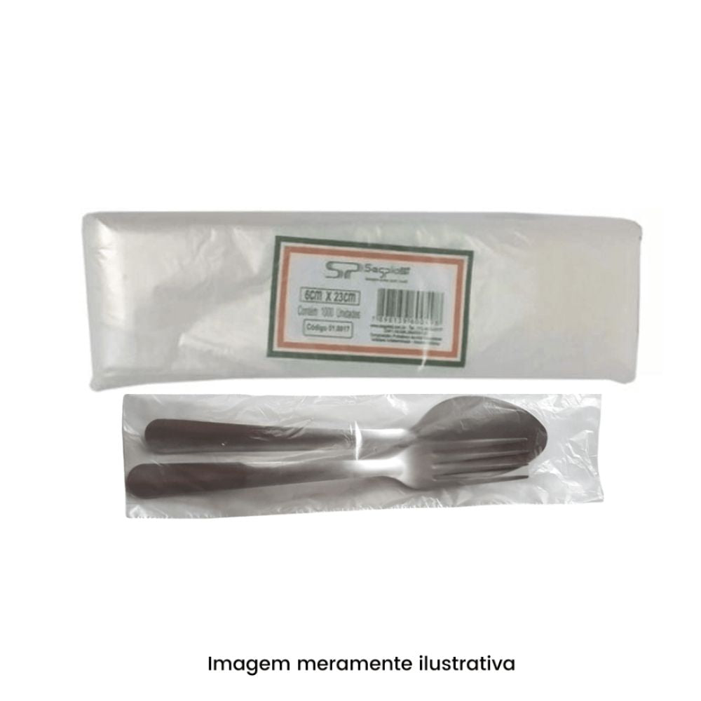 Saco transparente para talher 6X23cm Segplast com 1.000 unidades - e - dona