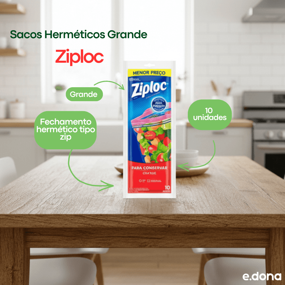 Sacos Herméticos Grande Ziploc 10 Unidades - e - dona