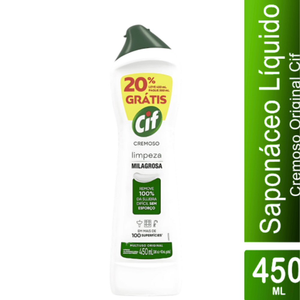 Saponáceo Cremoso Limpeza Milagrosa Original Cif 450ml - e - dona