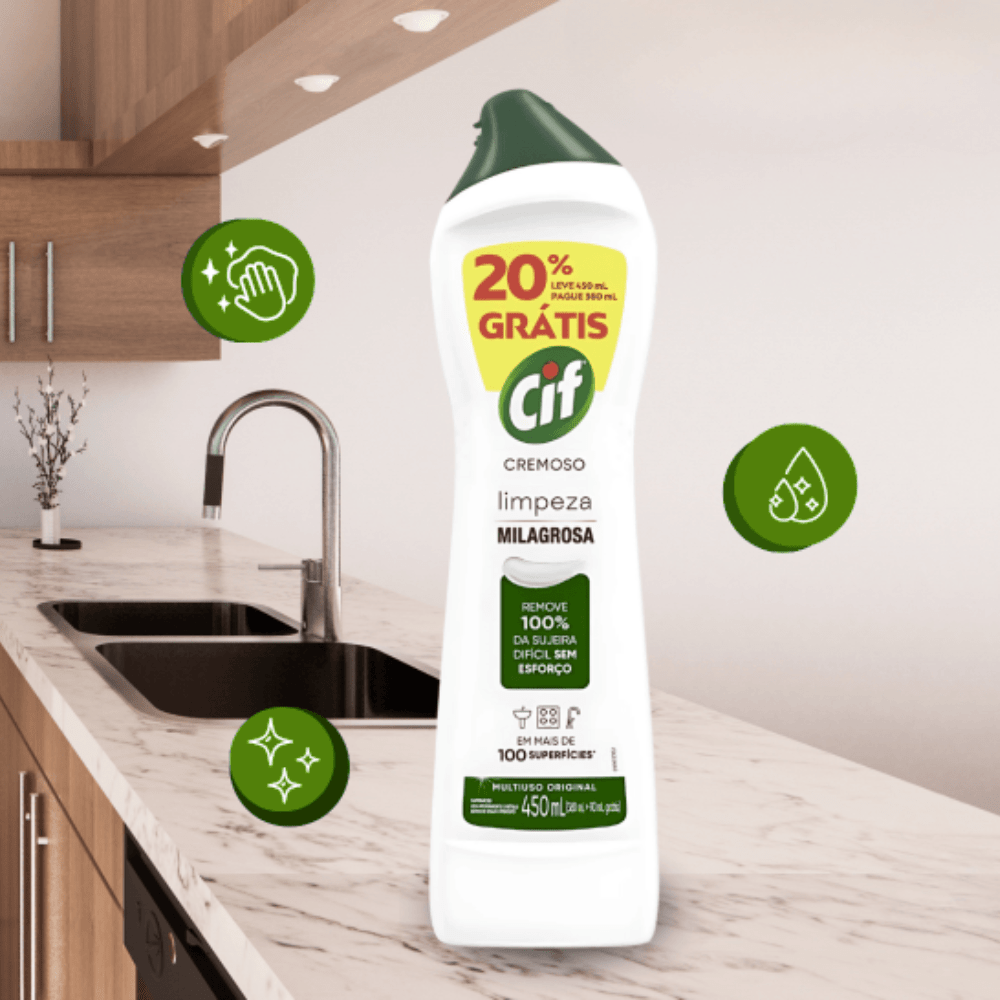 Saponáceo Cremoso Limpeza Milagrosa Original Cif 450ml - e - dona