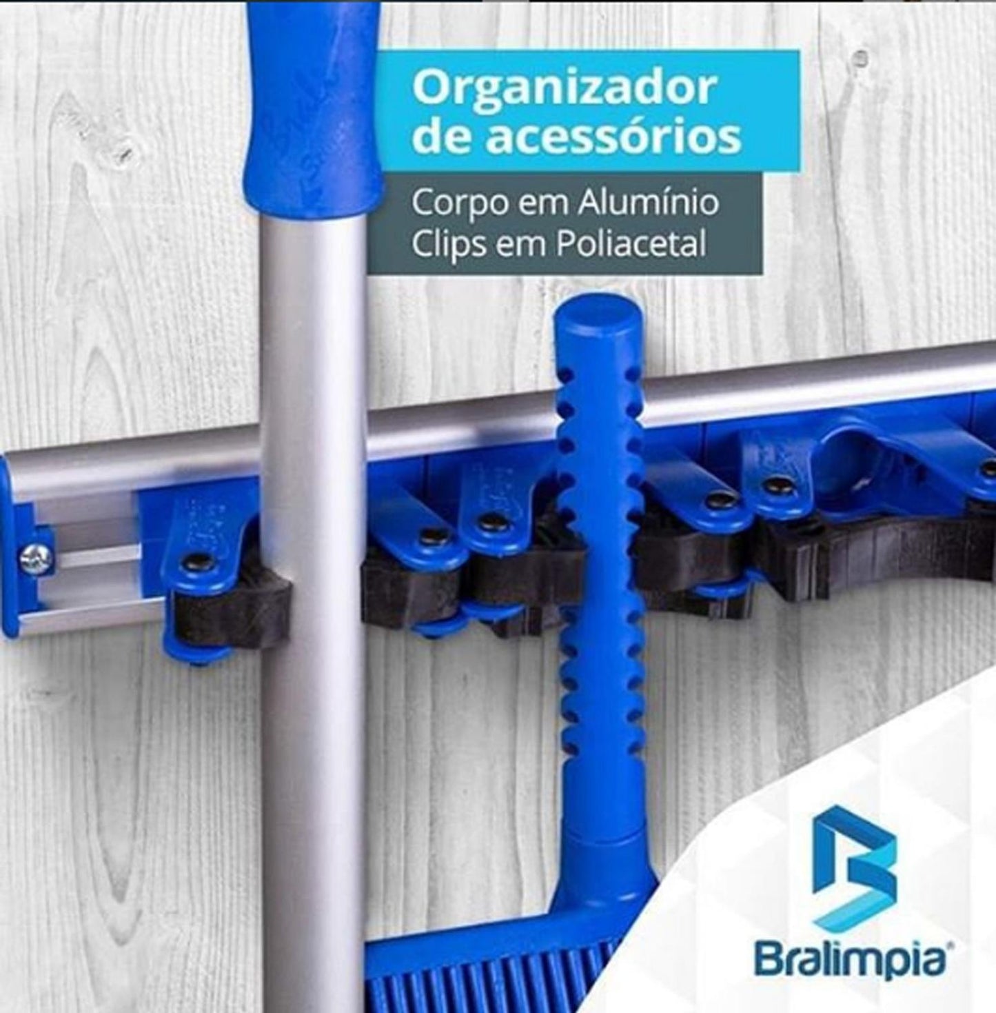 Suporte Organizador para Vassouras e Rodos Bralimpia - e - dona