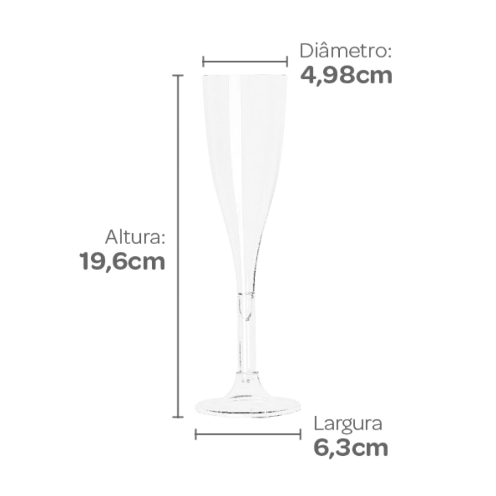 Taça Acrílica 120ml Cristal para Champagne Strawplast com 4 unidades - e - dona