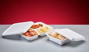 Tampa para Marmitex de Isopor Retangular 3 divisórias 900ml Ultratherm com 300 unidades - e - dona