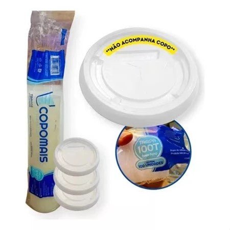 Tampa para Pote de 100ml e copos de 180/200ml Transparente Copomais com 2.000 unidades - e - dona