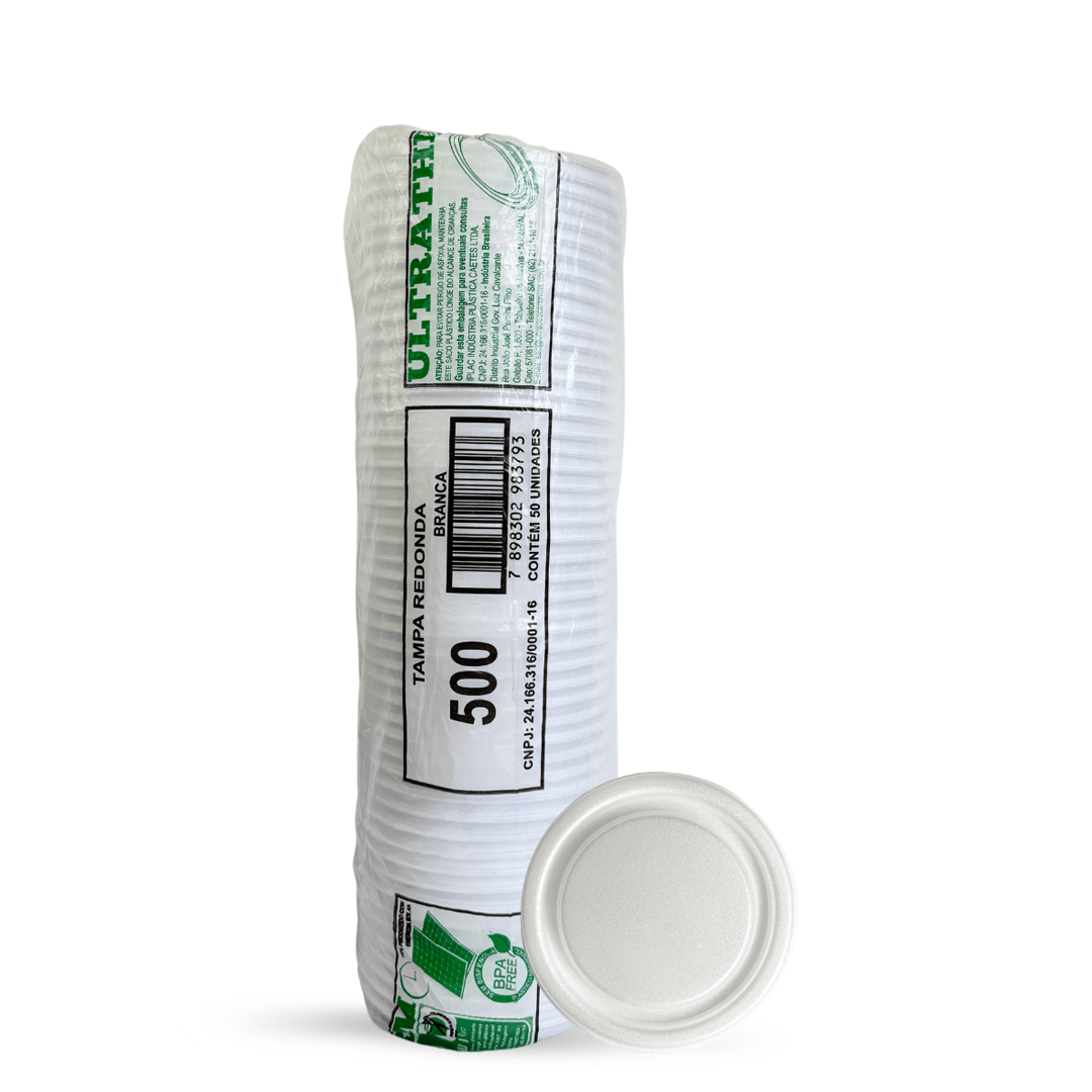 Tampa para Pote de Isopor 500ml Ultratherm com 50 unidades - e - dona