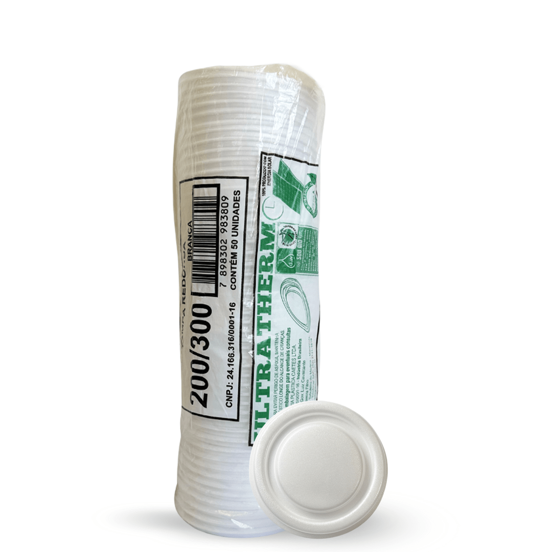 Tampa para Potes de isopor 200/300ml Ultratherm com 50 unidades - e - dona
