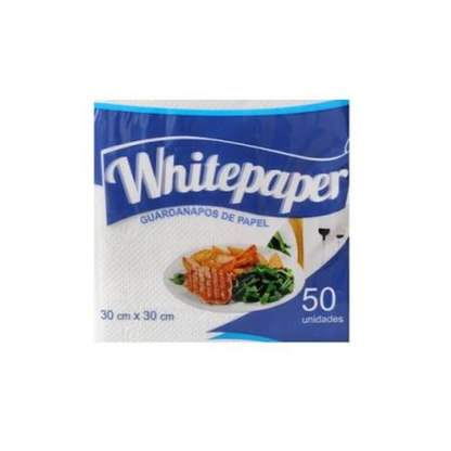Guardanapo de Papel Branco 30x30cm Folha Simples com 50 Unidades