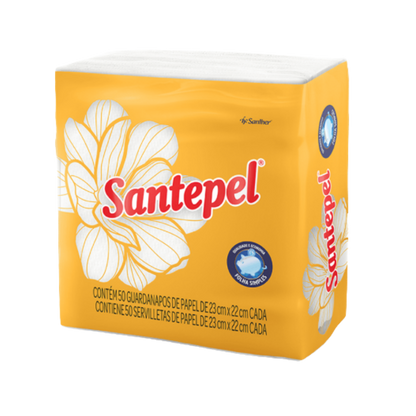 Guardanapo Folha Simples Santepel 23x22 cm – Pacote com 50 Unidades
