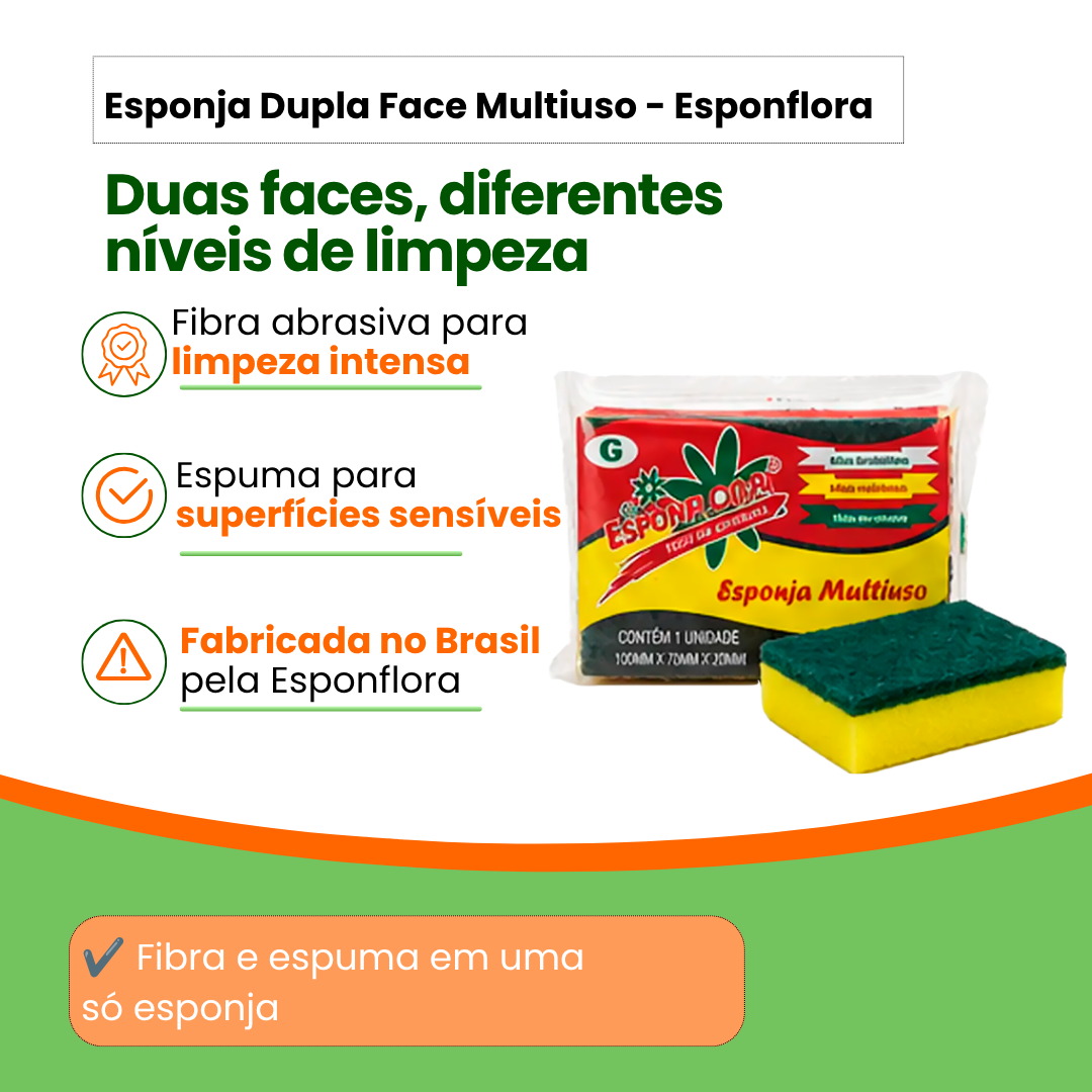 Esponja Dupla Face Multiuso Esponflora