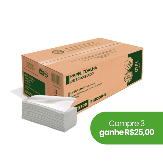 Papel Interfolha 100% Celulose Indaial Light com 5.000 Folhas Simples tem Maciez e Resistência