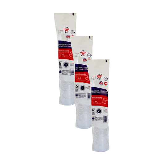 Kit 3 Pacotes de Potes de 140ml com tampa PP transparente Ultratherm Replast com 25 unidades