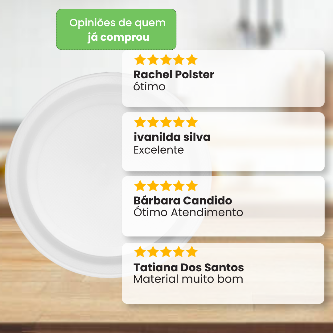 Prato Branco Raso 15cm Copaza para Sobremesa com 10 Unidades