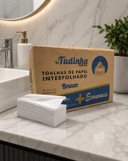Papel Interfolha Branco Vó Tudinha 20x21cm e 2 dobras