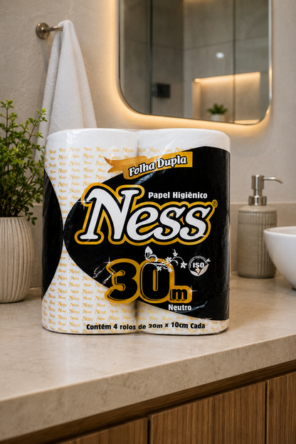 Papel Higiênico Folha Dupla Ness com 4 Rolos de 30 Metros