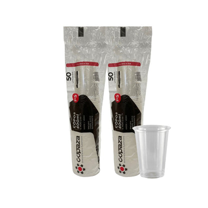 2 Pacotes de Copo 400ml Liso Translúcido Strong ABNT 2002 Copaza com 50 unidades - e - dona