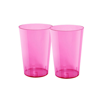 2 Pacotes de Copo Acrílico de 300ml Rosa Neon Cropac com 10 unidades - Ideal para o seu evento - e - dona
