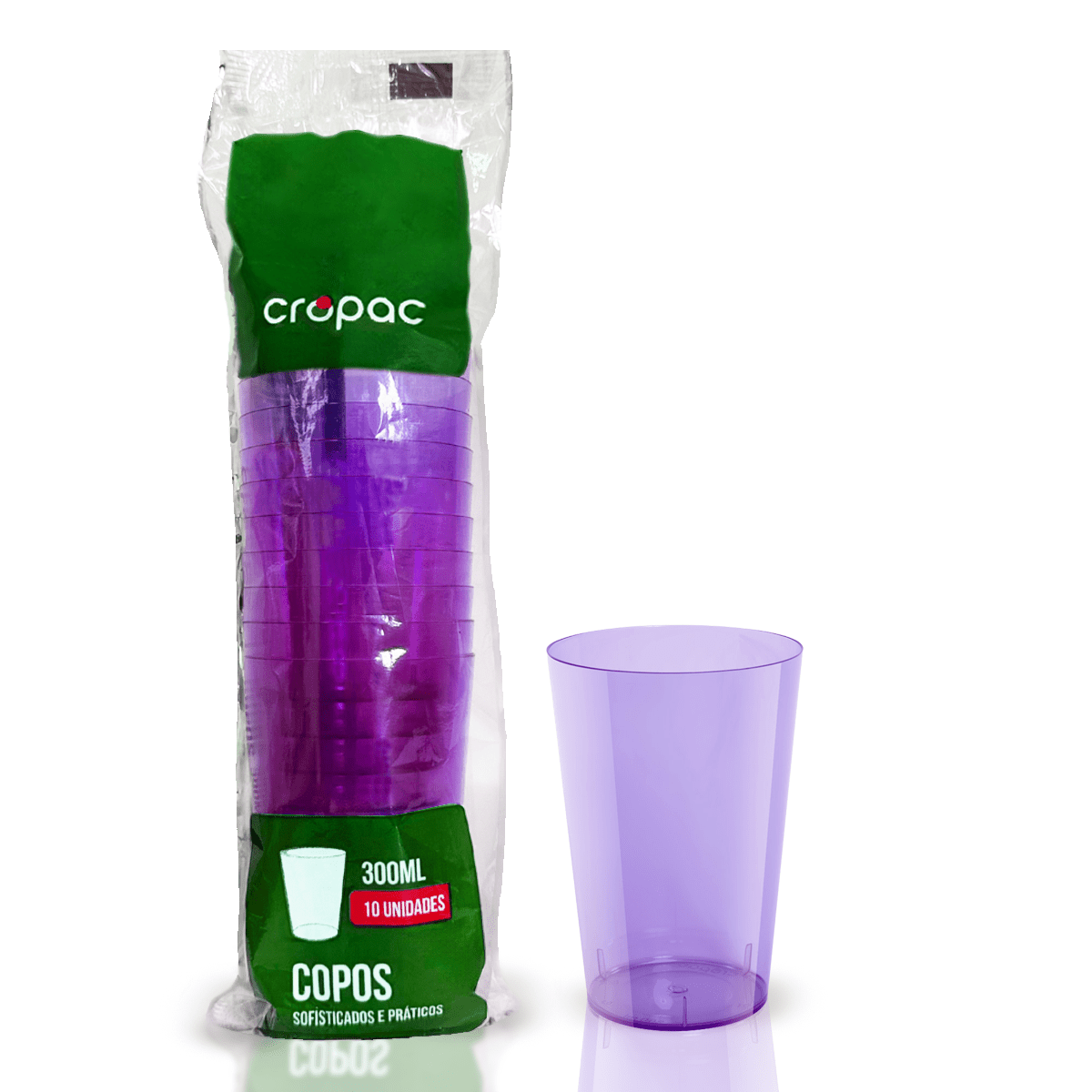 2 Pacotes de Copo Acrílico de 300ml Roxo Neon Cropac c/ 10 un - e - dona