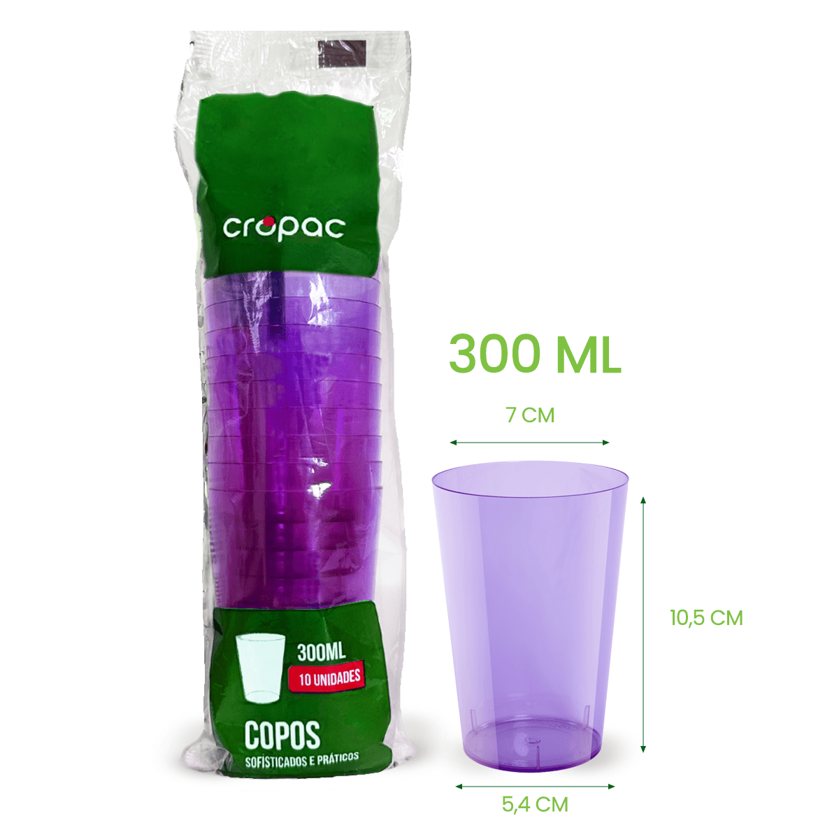 2 Pacotes de Copo Acrílico de 300ml Roxo Neon Cropac c/ 10 un - e - dona