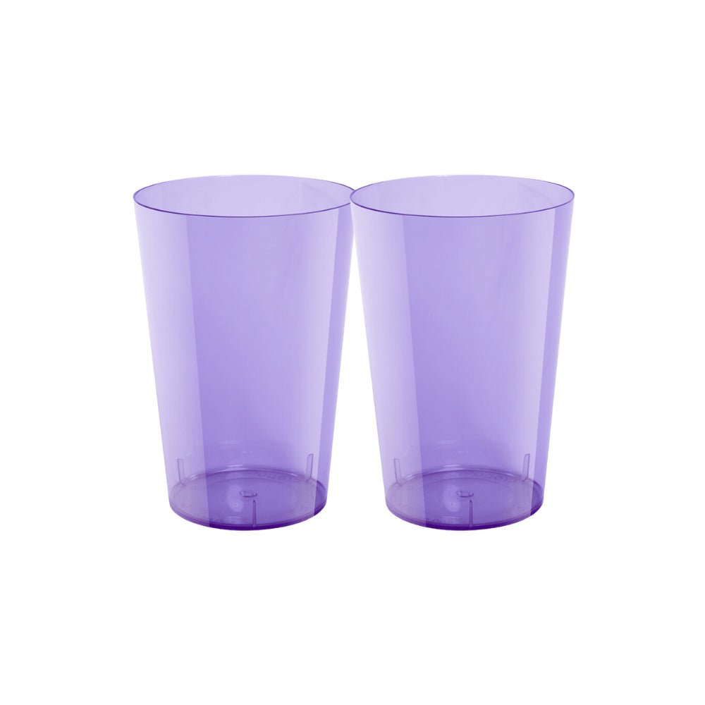 2 Pacotes de Copo Acrílico de 300ml Roxo Neon Cropac com 10 unidades - Ideal para o seu evento - e - dona