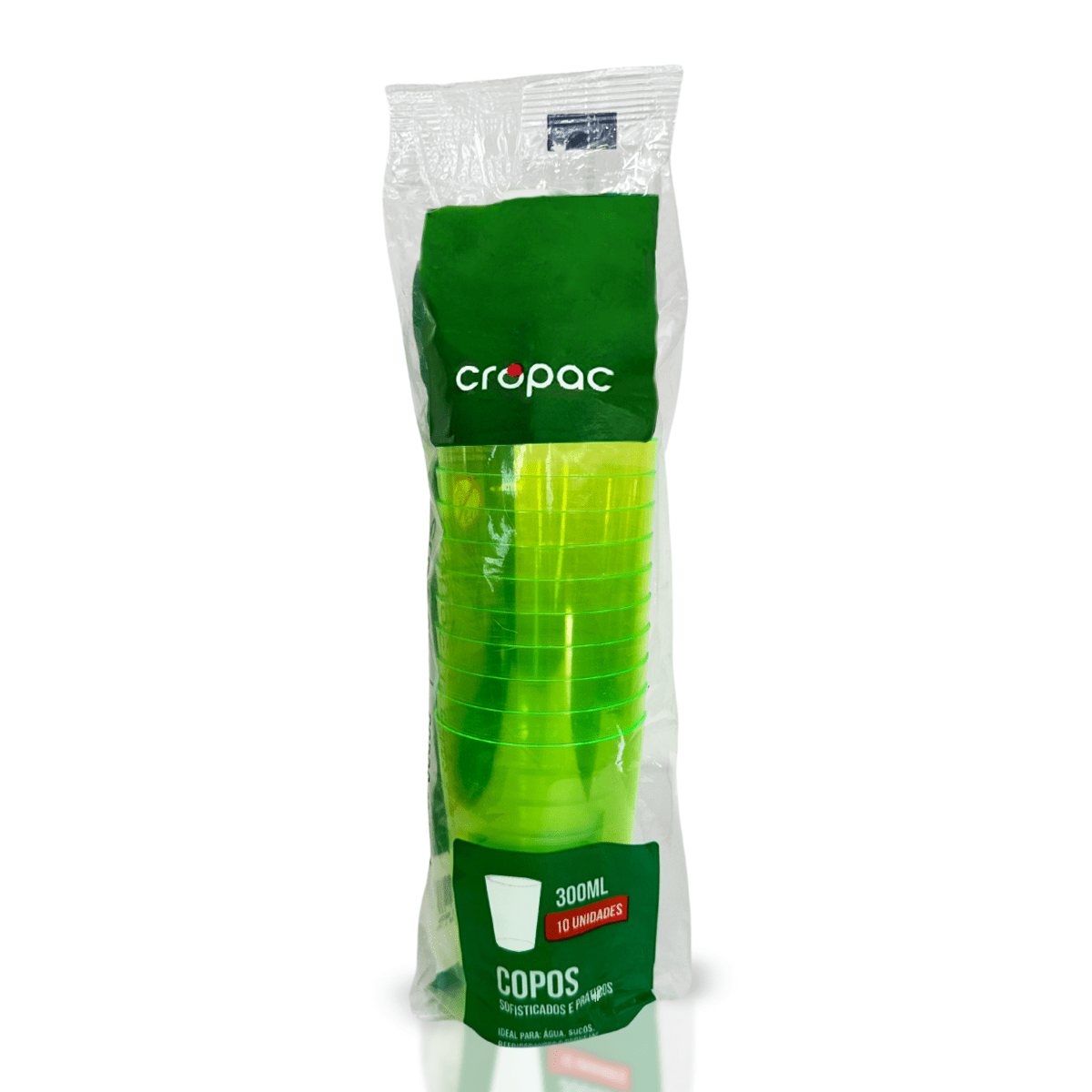 2 Pacotes de Copo Acrílico de 300ml Verde Neon Cropac c/ 10 un - e - dona