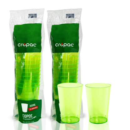 2 Pacotes de Copo Acrílico de 300ml Verde Neon Cropac c/ 10 un - e - dona