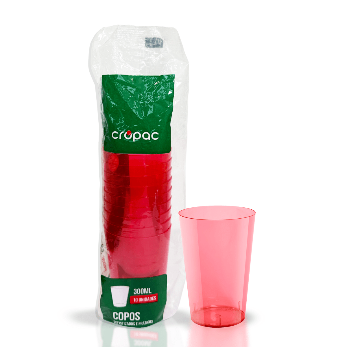 2 Pacotes de Copo Acrílico de 300ml Vermelho Neon Cropac 10 un - e - dona