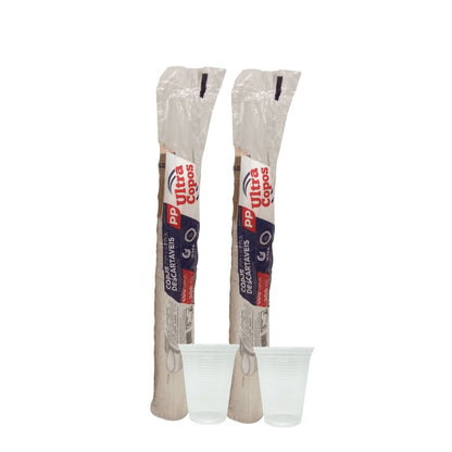 2 Pacotes de Copo de 300ml Transparente PP Ultra Copos Replast com 100 unidades - e - dona