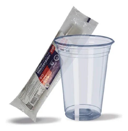 2 Pacotes de Copo de 400ml PP Transparente Liso Ultra Copos Replast com 50 unidades - e - dona