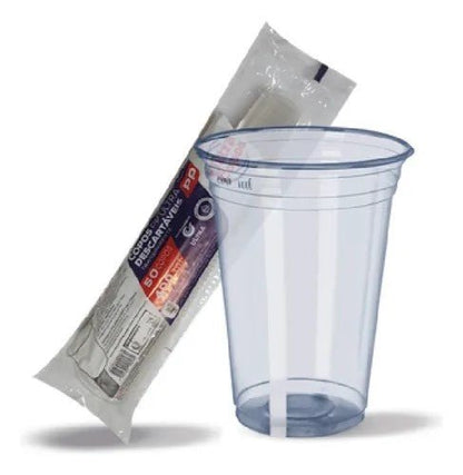 2 Pacotes de Copo de 400ml PP Transparente Liso Ultra Copos Replast com 50 unidades - e - dona