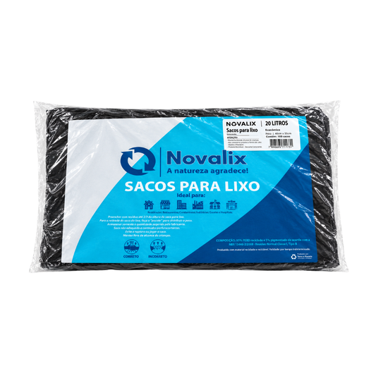 Saco para Lixo 20 Litros Preto Novalix (40 cm x 55 cm)